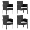 Ensemble à manger de jardin coussins 5pcs Noir Résine tressée 