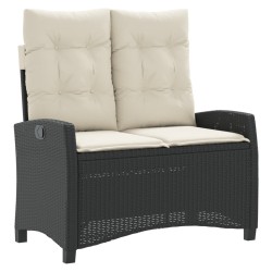 Ensemble à manger de jardin coussins 2pcs noir résine tressée 