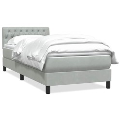 Sommier à lattes de lit et matelas gris clair 80x210 cm velours 