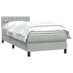 Sommier à lattes de lit et matelas gris clair 80x210 cm velours 