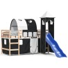 Lit mezzanine enfants et tour sans matelas blanc noir 80x200cm 