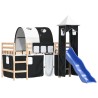 Lit mezzanine enfants et tour sans matelas blanc noir 80x200cm 