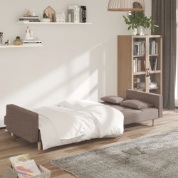 Canapé-lit à 2 places avec deux oreillers taupe tissu 