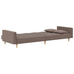 Canapé-lit à 2 places avec deux oreillers taupe tissu 