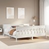 Lit bibliothèque sans matelas blanc 200x200 cm bois pin massif 