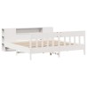 Lit bibliothèque sans matelas blanc 200x200 cm bois pin massif 