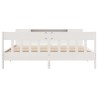 Lit bibliothèque sans matelas blanc 200x200 cm bois pin massif 