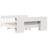 Lit bibliothèque sans matelas blanc 200x200 cm bois pin massif 