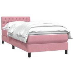 Sommier à lattes de lit avec matelas rose 80x220 cm velours 