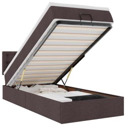 Cadre de lit ottoman avec matelas marron foncé 90x190 cm tissu 
