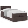 Cadre de lit ottoman avec matelas marron foncé 90x190 cm tissu 