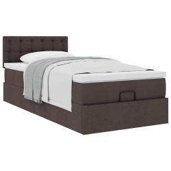 Cadre de lit ottoman avec matelas marron foncé 90x190 cm tissu 