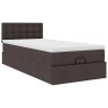 Cadre de lit ottoman avec matelas marron foncé 90x190 cm tissu 