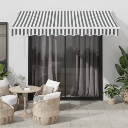 Auvent rétractable anthracite/blanc 3x2,5 m tissu et aluminium 