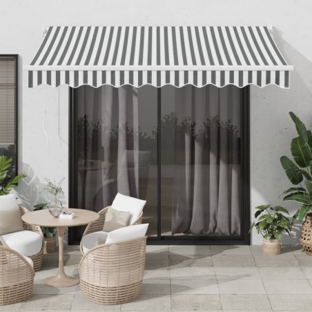 Auvent rétractable anthracite/blanc 3x2,5 m tissu et aluminium 