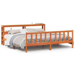 Cadre de lit et tête de lit sans matelas cire marron 180x200 cm 