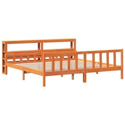 Cadre de lit et tête de lit sans matelas cire marron 180x200 cm 