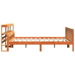 Cadre de lit et tête de lit sans matelas cire marron 180x200 cm 
