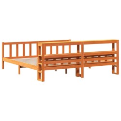 Cadre de lit et tête de lit sans matelas cire marron 180x200 cm 