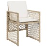 Ensemble à manger de jardin et coussins 9 pcs beige Poly rotin 