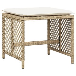 Ensemble à manger de jardin et coussins 9 pcs beige Poly rotin 