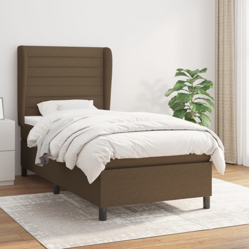 Sommier à lattes de lit avec matelas Marron foncé 90x200 cm 