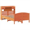 Lit bibliothèque sans matelas cire marron 120x200 cm pin massif 