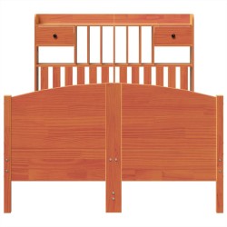 Lit bibliothèque sans matelas cire marron 120x200 cm pin massif 