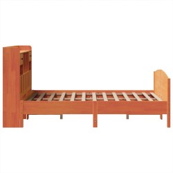 Lit bibliothèque sans matelas cire marron 120x200 cm pin massif 
