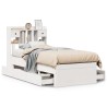 Lit bibliothèque sans matelas blanc 75x190cm bois de pin massif 