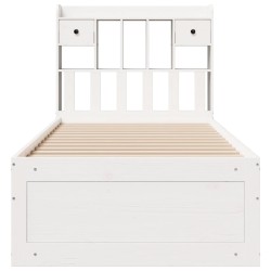 Lit bibliothèque sans matelas blanc 75x190cm bois de pin massif 