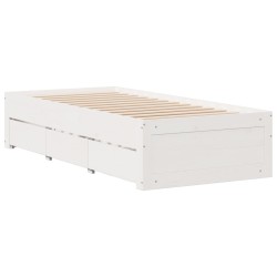 Lit bibliothèque sans matelas blanc 75x190cm bois de pin massif 