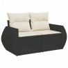 Salon de jardin 6 pcs avec coussins noir résine tressée 