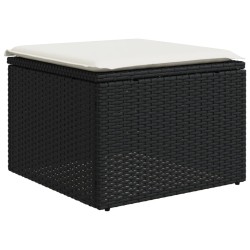 Salon de jardin 6 pcs avec coussins noir résine tressée 