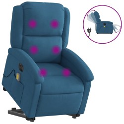 Fauteuil inclinable de massage électrique bleu velours 