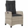 Ensemble à manger de jardin 3pcs coussins gris clair poly rotin 