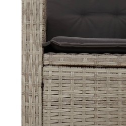 Ensemble à manger de jardin 3pcs coussins gris clair poly rotin 