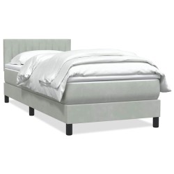 Sommier à lattes de lit et matelas gris clair 80x210 cm velours 