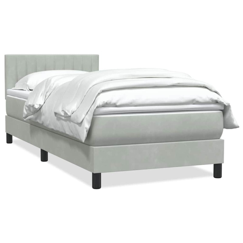 Sommier à lattes de lit et matelas gris clair 80x210 cm velours 