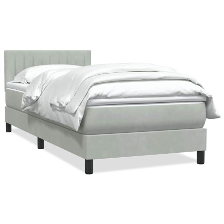 Sommier à lattes de lit et matelas gris clair 80x210 cm velours 