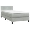 Sommier à lattes de lit et matelas gris clair 80x210 cm velours 