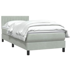 Sommier à lattes de lit et matelas gris clair 80x210 cm velours 