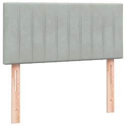 Sommier à lattes de lit et matelas gris clair 80x210 cm velours 