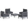 Salon de jardin 5 pcs avec coussins anthracite bois de pin 