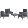 Salon de jardin 5 pcs avec coussins anthracite bois de pin 