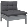 Salon de jardin 5 pcs avec coussins anthracite bois de pin 