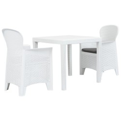 Ensemble de bistro 3 pcs Plastique Blanc Aspect de rotin 