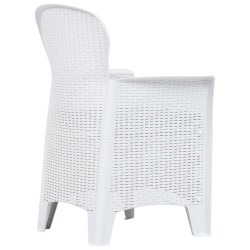 Ensemble de bistro 3 pcs Plastique Blanc Aspect de rotin 