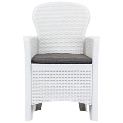 Ensemble de bistro 3 pcs Plastique Blanc Aspect de rotin 