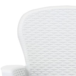 Ensemble de bistro 3 pcs Plastique Blanc Aspect de rotin 